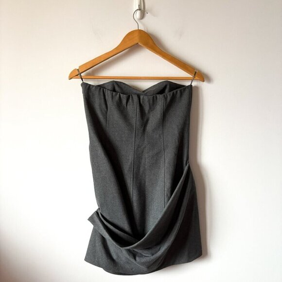 Zara Strapless Mini Dress NWT Grey Size Medium - Picture 8 of 10